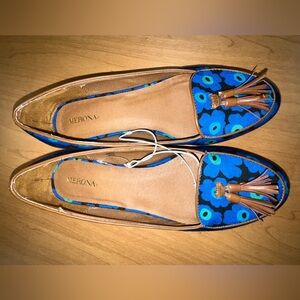 Merona Blue Print Flats Women’s Size 8.5 Slip On Shoes New Without Box